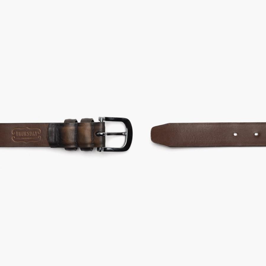 Black / Coffee Thursday Refined Leather Men's Belts | SG306LIS