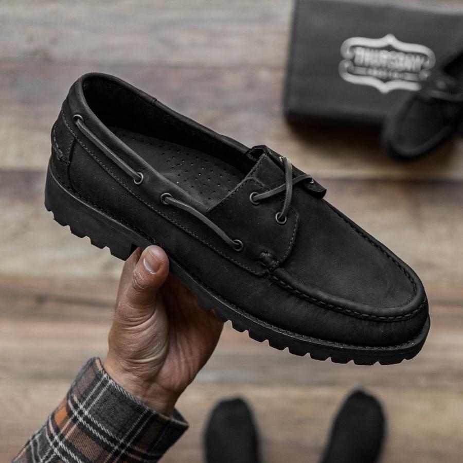 Black Thursday Handsewn Leather Men's Loafers | SG263PJJ