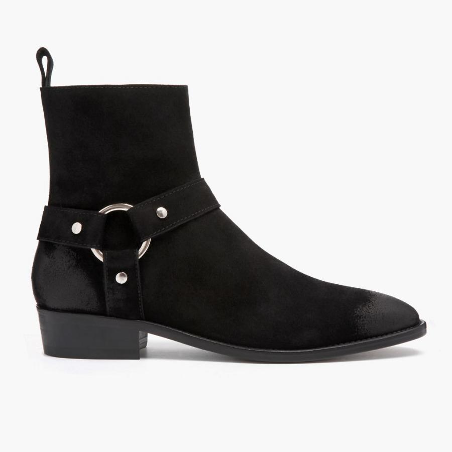 Black Thursday Harness Suede Men's Chelsea Boots | SG31ILH