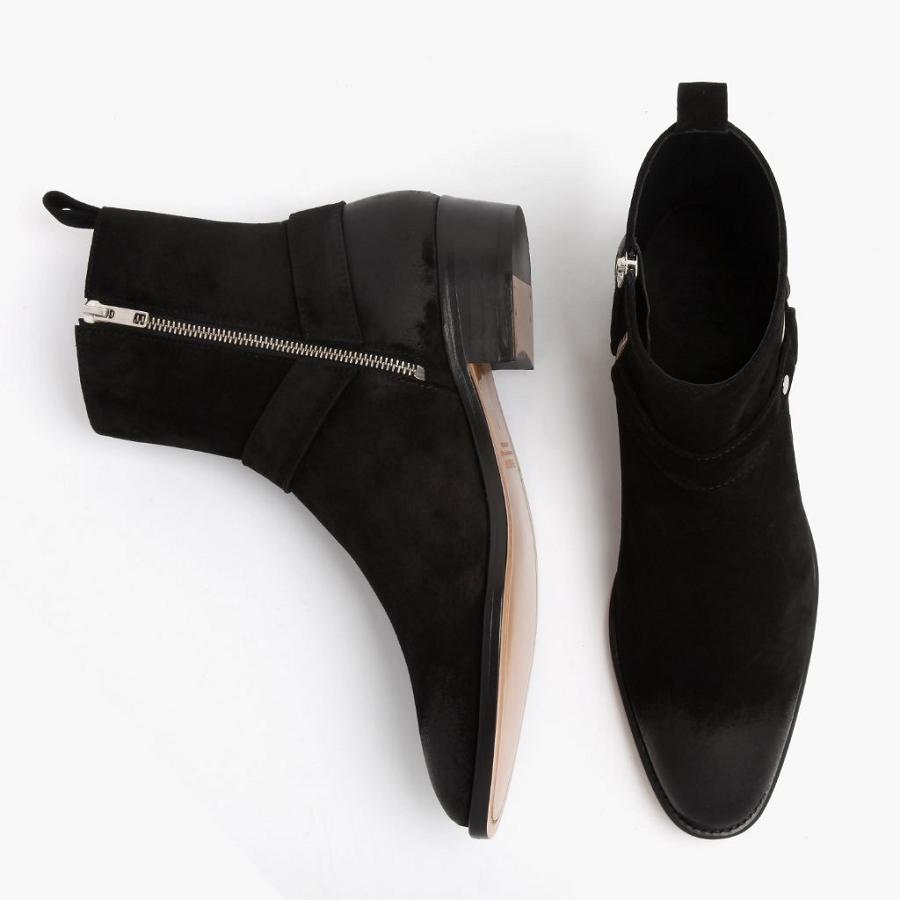 Black Thursday Harness Suede Men's Chelsea Boots | SG31ILH