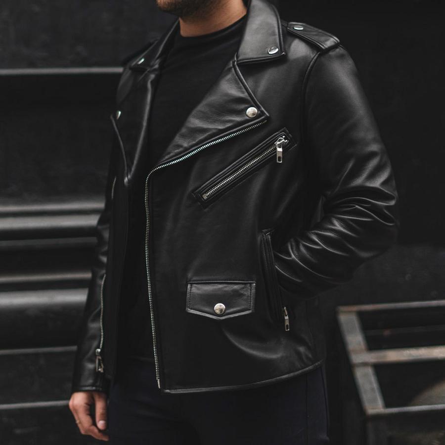 Black Thursday Motorcycle Leather Men's Jackets | SG267YXF