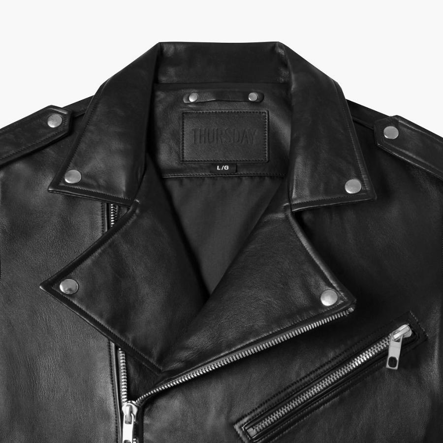 Black Thursday Motorcycle Leather Men's Jackets | SG267YXF