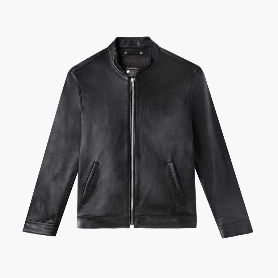 Black Thursday Racer Leather Men's Jackets | SG271WNB