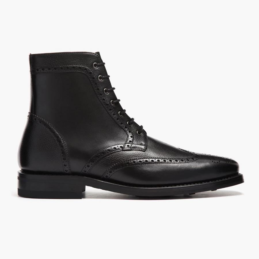 Black Thursday Wingtip Leather Men's Lace Up Boots | SG133PJJ