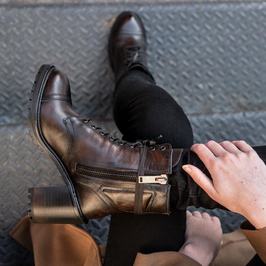 Brown Thursday Boots Rebel Leather Women's High Heels | SG417SGL