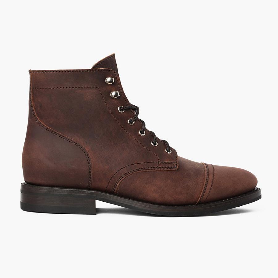 Brown Thursday Captain Leather Arizona Suede Men's Lace Up Boots | SG76GSO