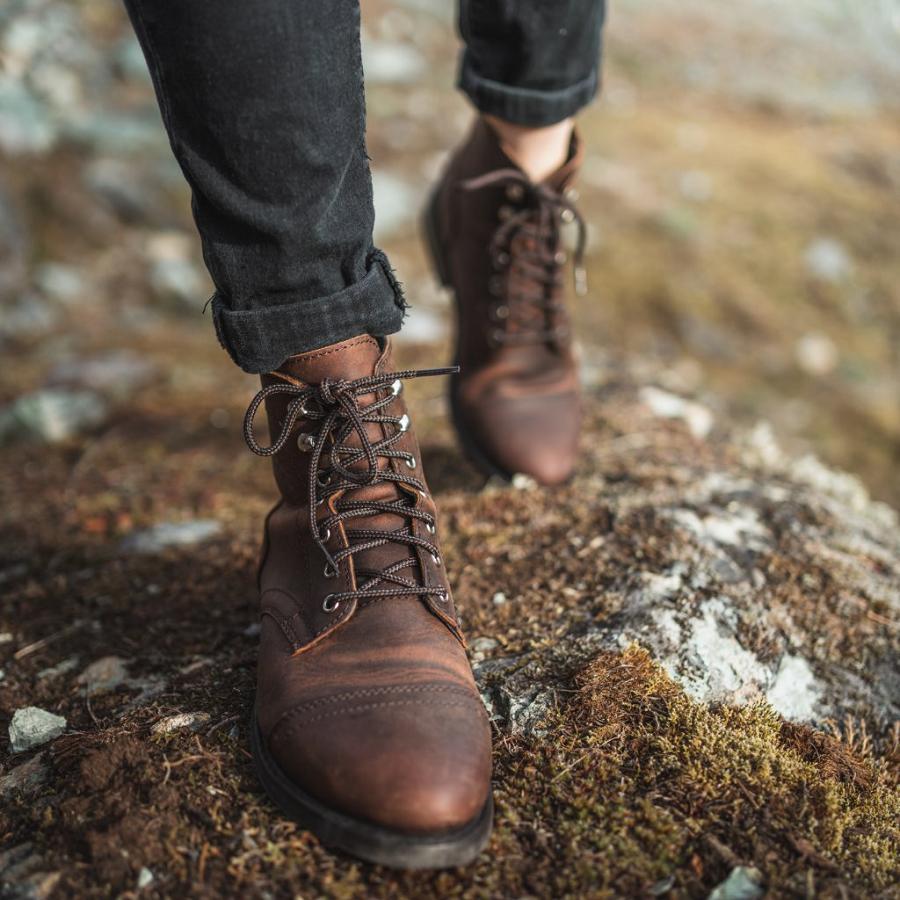 Brown Thursday Captain Leather Arizona Women's Lace Up Boots | SG425RVD