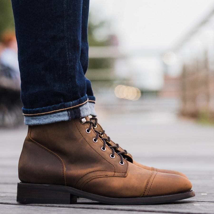 Brown Thursday Captain Leather Classic Men's Lace Up Boots | SG77FDN