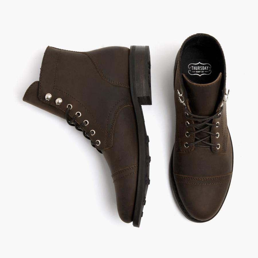 Brown Thursday Captain Leather Classic Women's Lace Up Boots | SG407CTV