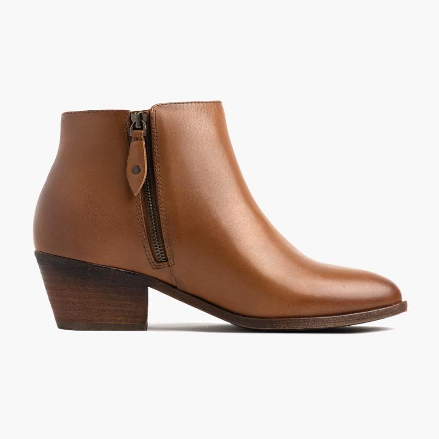 Brown Thursday Downtown Leather Women's Booties | SG354VRW