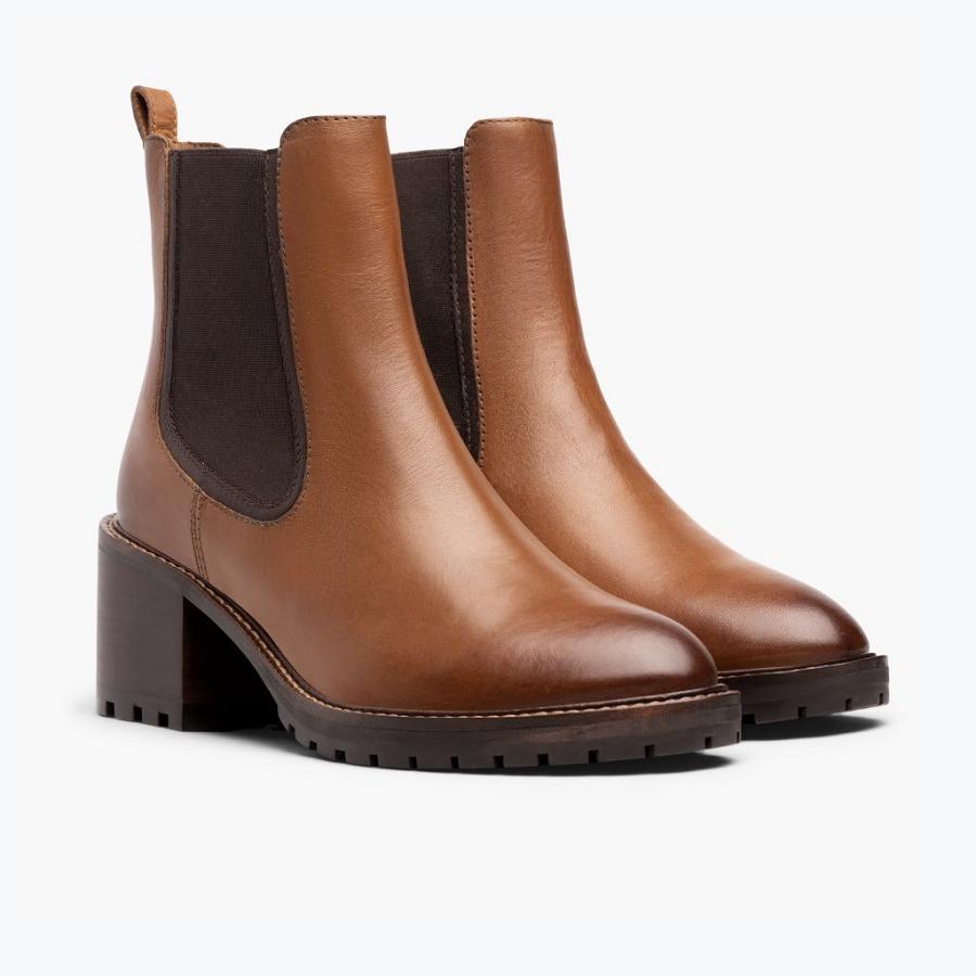 Brown Thursday Knockout Leather Women's Chelsea Boots | SG377MQZ