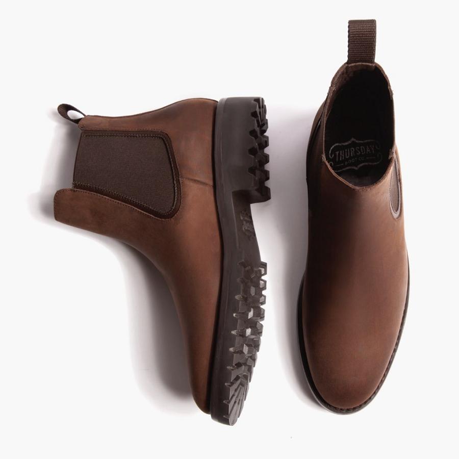 Brown Thursday Legend Leather Men's Chelsea Boots | SG33YXF