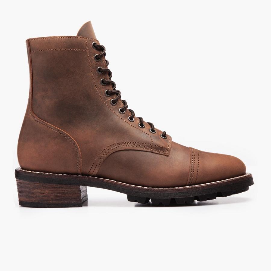 Brown Thursday Logger Leather Men's Lace Up Boots | SG99KOR