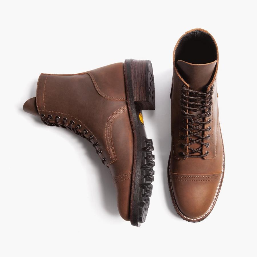 Brown Thursday Logger Leather Men's Lace Up Boots | SG99KOR