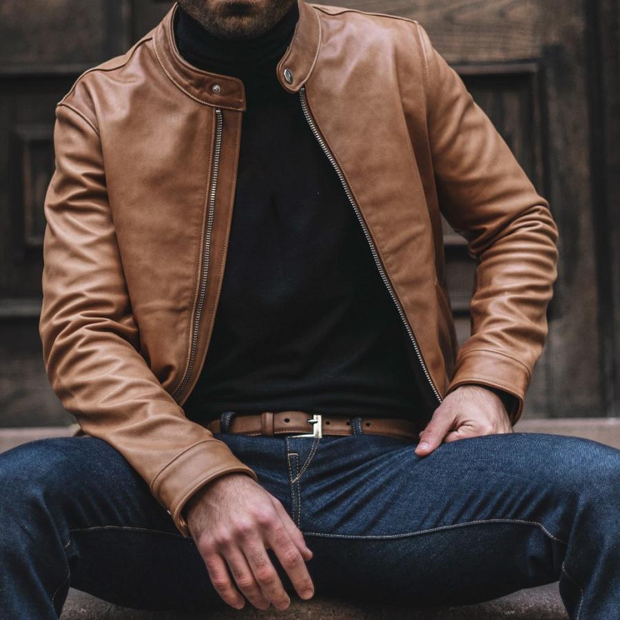 Brown Thursday Racer Leather Men's Jackets | SG269RVD