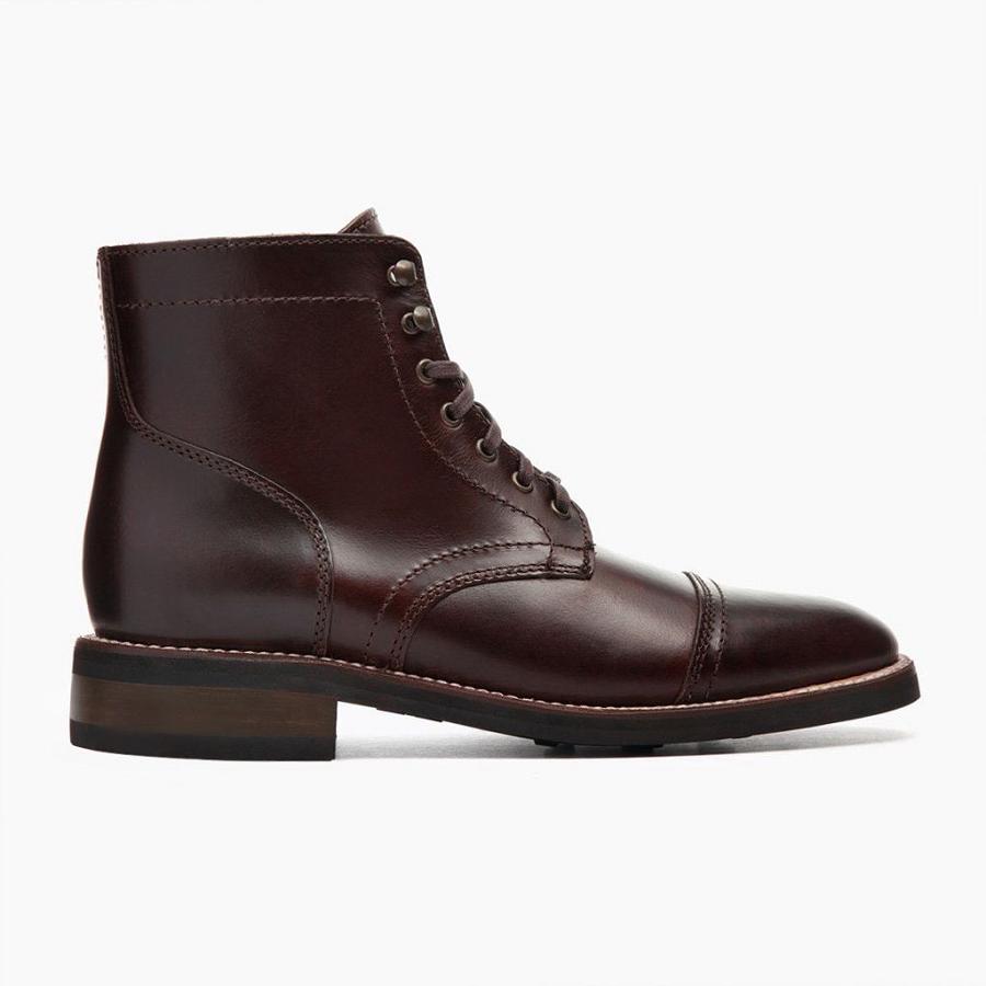 Burgundy Thursday Captain Leather Men's Lace Up Boots | SG73KOR