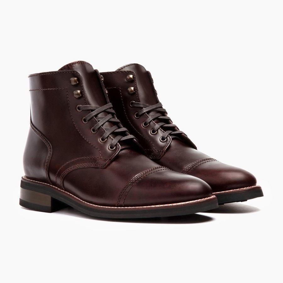 Burgundy Thursday Captain Leather Men\'s Lace Up Boots | SG73KOR