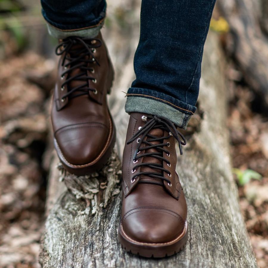 Burgundy Thursday Captain Leather Suede Men's Lace Up Boots | SG82OKI