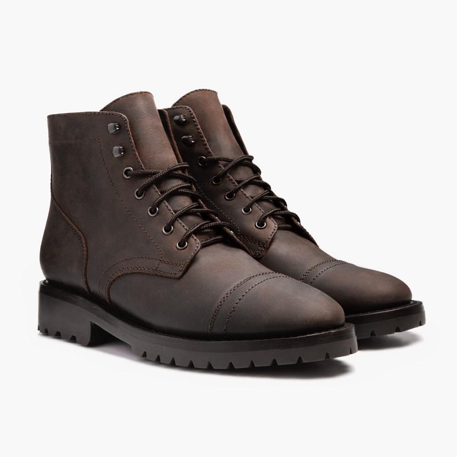 Coffee Thursday Captain Leather Classic Men's Lace Up Boots | SG78DFM