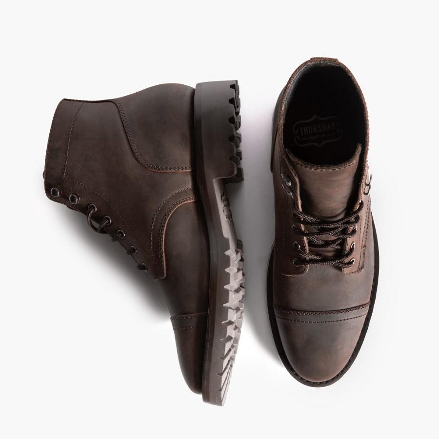 Coffee Thursday Captain Leather Classic Men's Lace Up Boots | SG78DFM