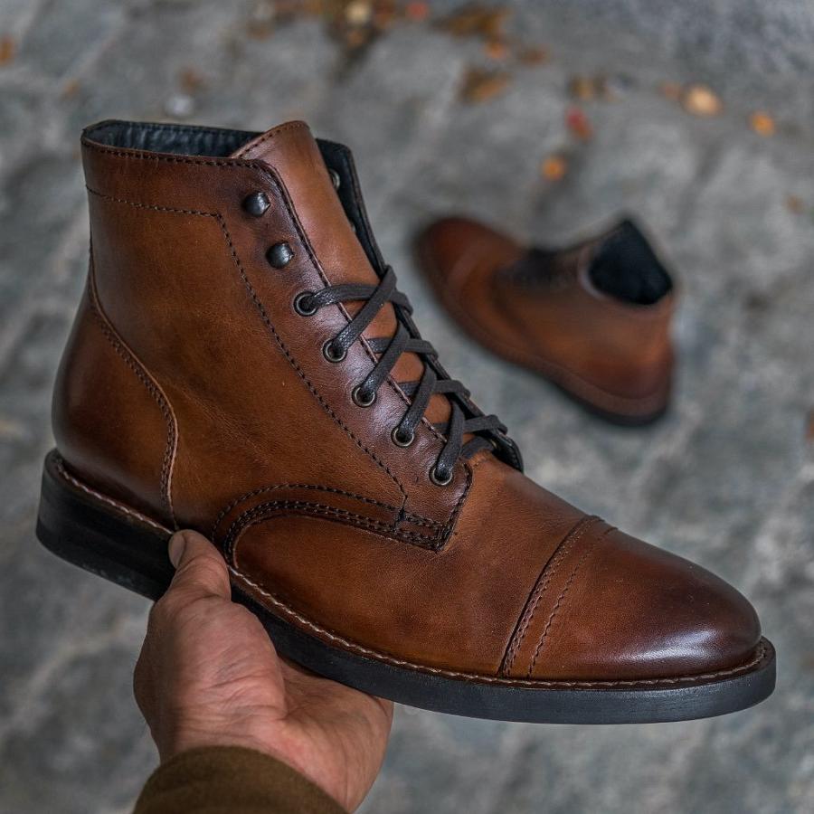 Coffee Thursday Captain Leather Rugged & Resilient Men's Lace Up Boots | SG81PJJ