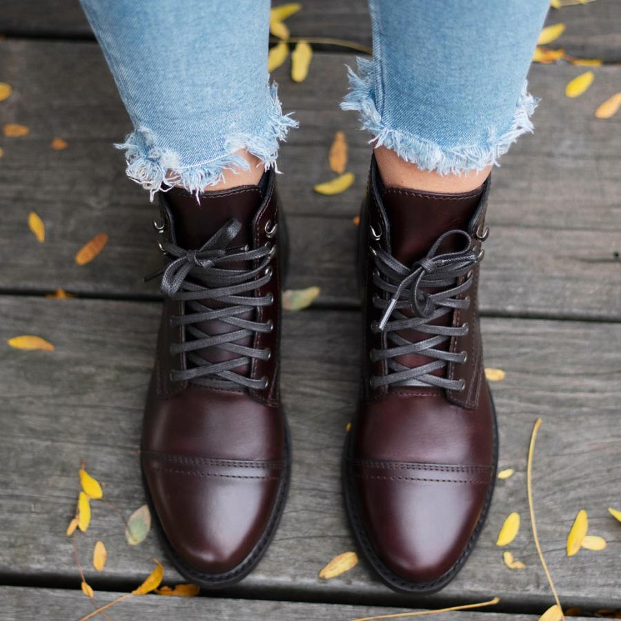 Coffee Thursday Captain Leather Women's Lace Up Boots | SG423YXF