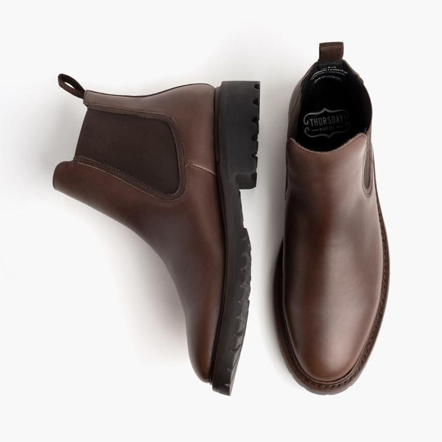 Coffee Thursday Legend Leather Men's Chelsea Boots | SG34TCE