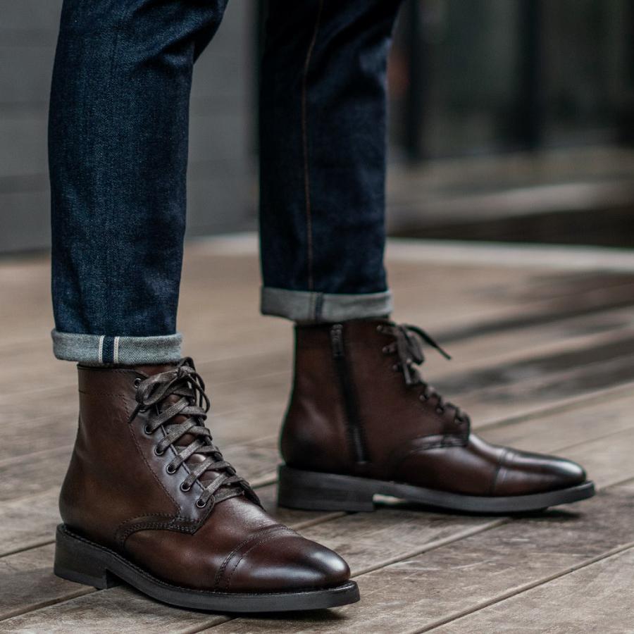 Coffee Thursday Major Leather Men's Lace Up Boots | SG104DFM