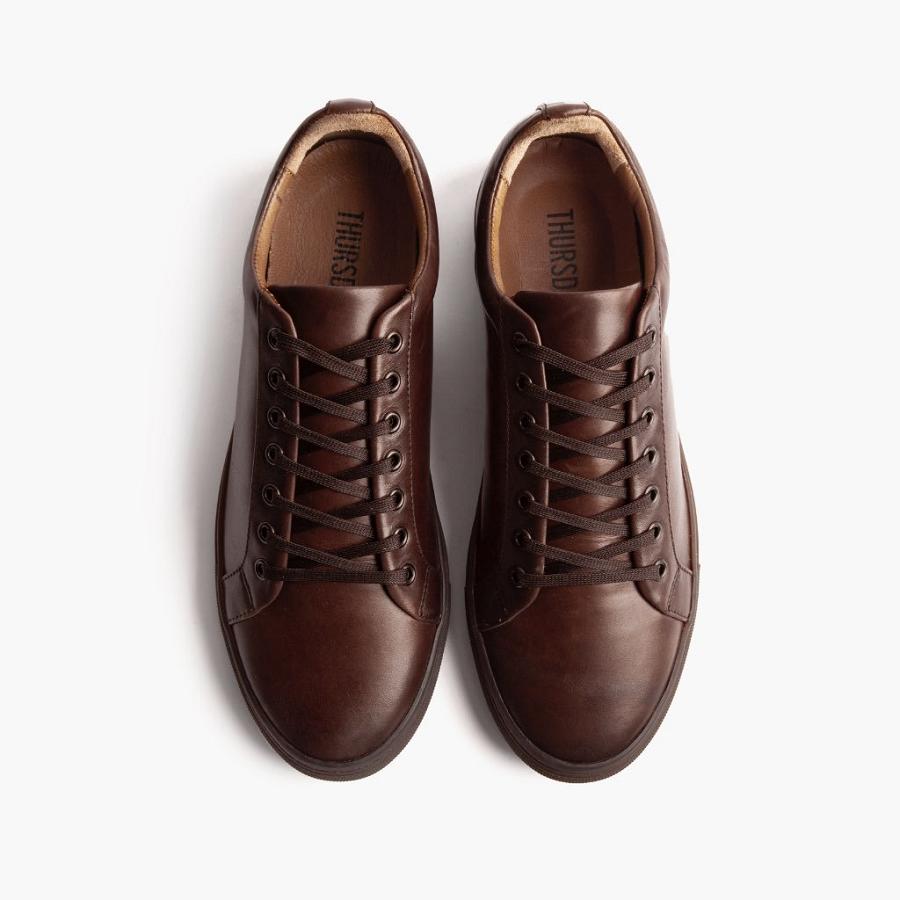 Coffee Thursday Premier Low Tops Leather Men's Sneakers | SG222NWY