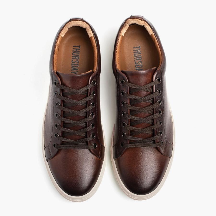 Coffee Thursday Premier Low Tops Leather Rugged & Resilient Men's Sneakers | SG226XYU