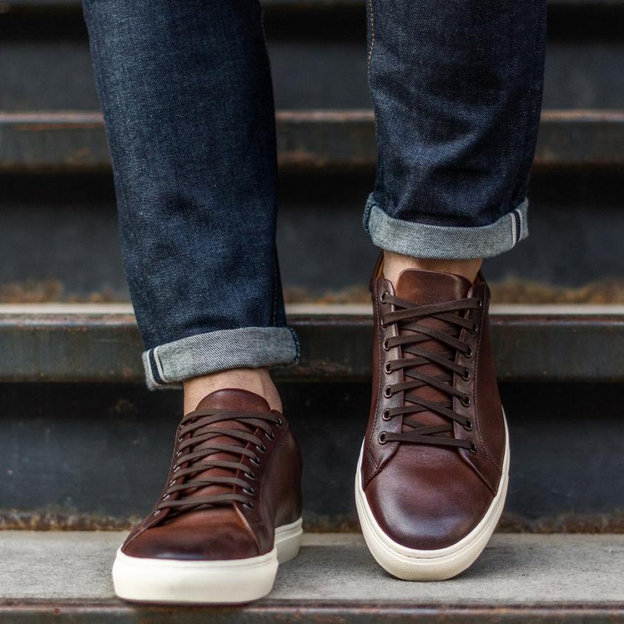 Coffee Thursday Premier Low Tops Leather Rugged & Resilient Men's Sneakers | SG226XYU