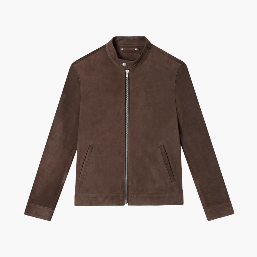 Coffee Thursday Racer Leather Men's Jackets | SG270EBC