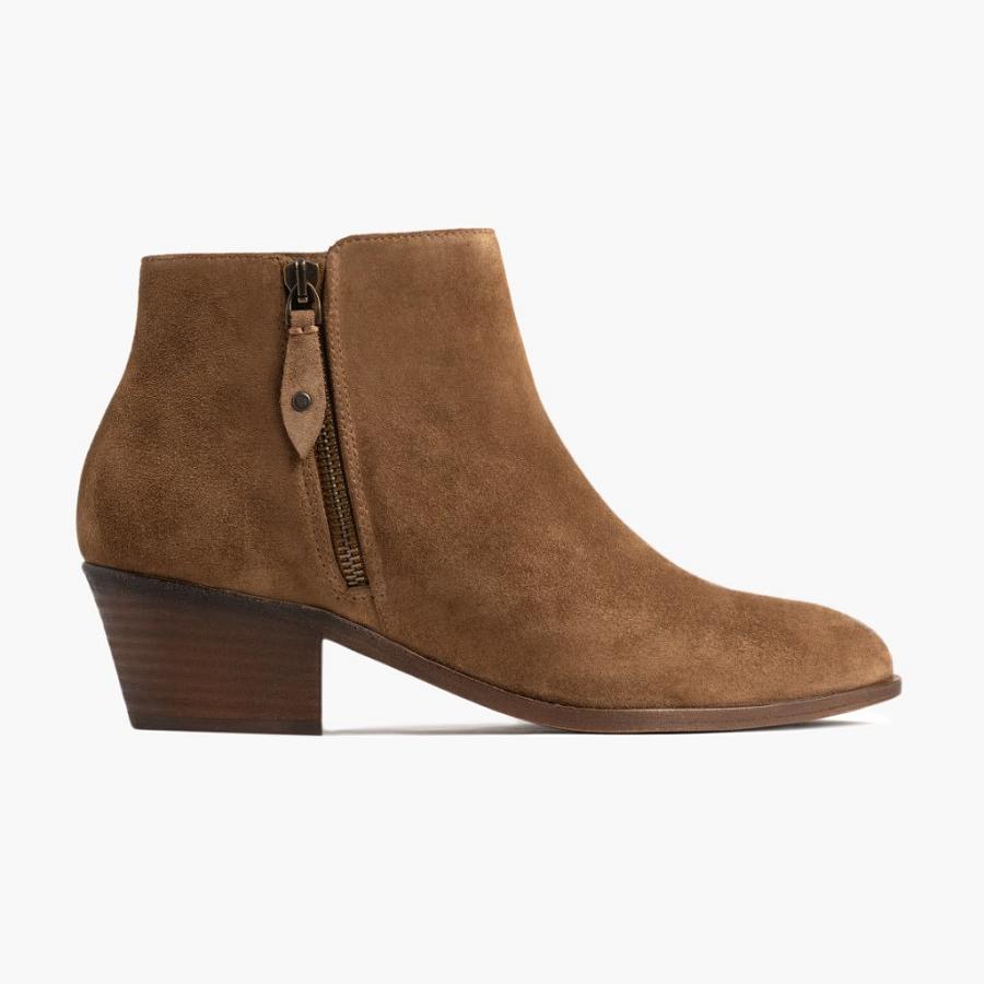 Golden / Brown Thursday Downtown Suede Women's Booties | SG355CTV