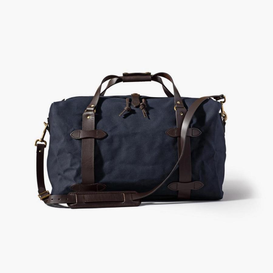 Navy Thursday Rugged Twill Duffle Leather Men\'s Bags | SG290OKI