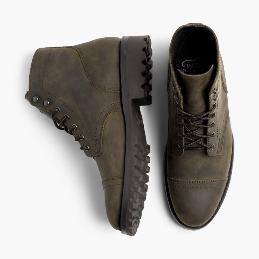 Olive Thursday Captain Leather Men's Lace Up Boots | SG74JPQ