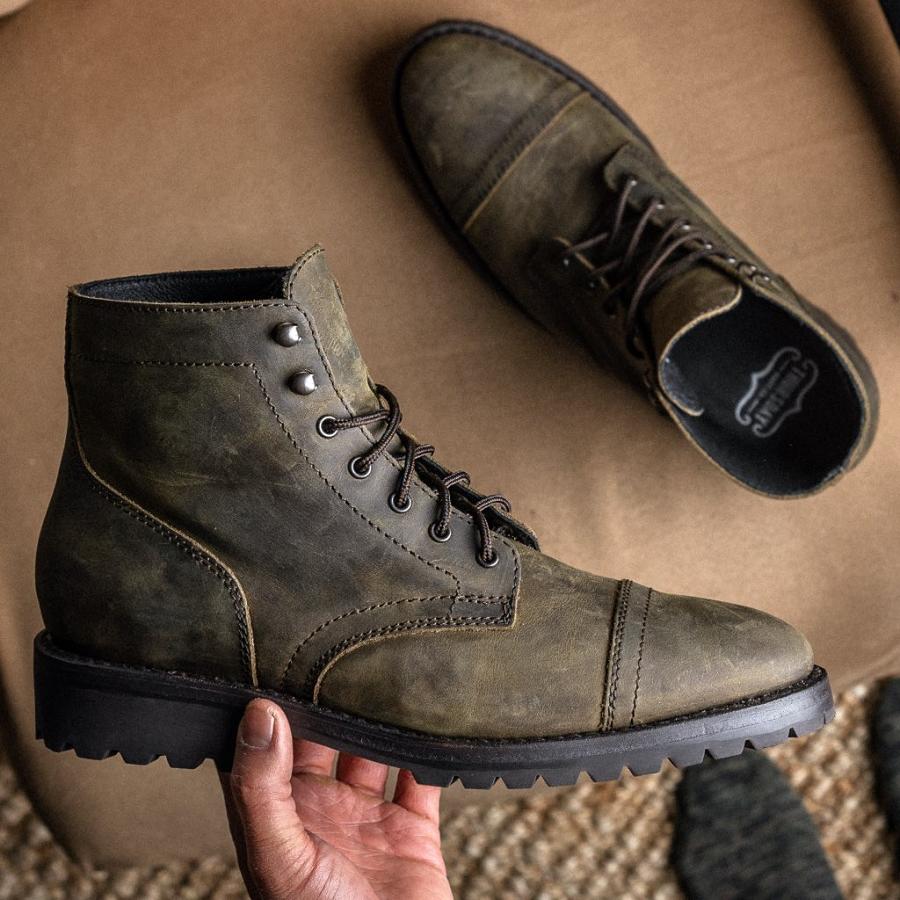 Olive Thursday Captain Leather Men's Lace Up Boots | SG74JPQ