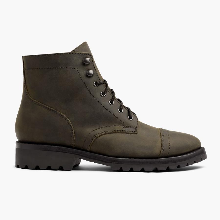 Olive Thursday Captain Leather Men\'s Lace Up Boots | SG74JPQ