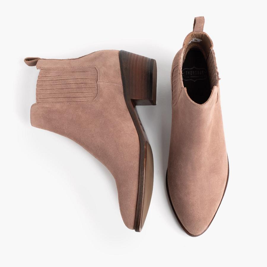 Rose / Brown Thursday Dreamer Suede Women's Booties | SG392AHK