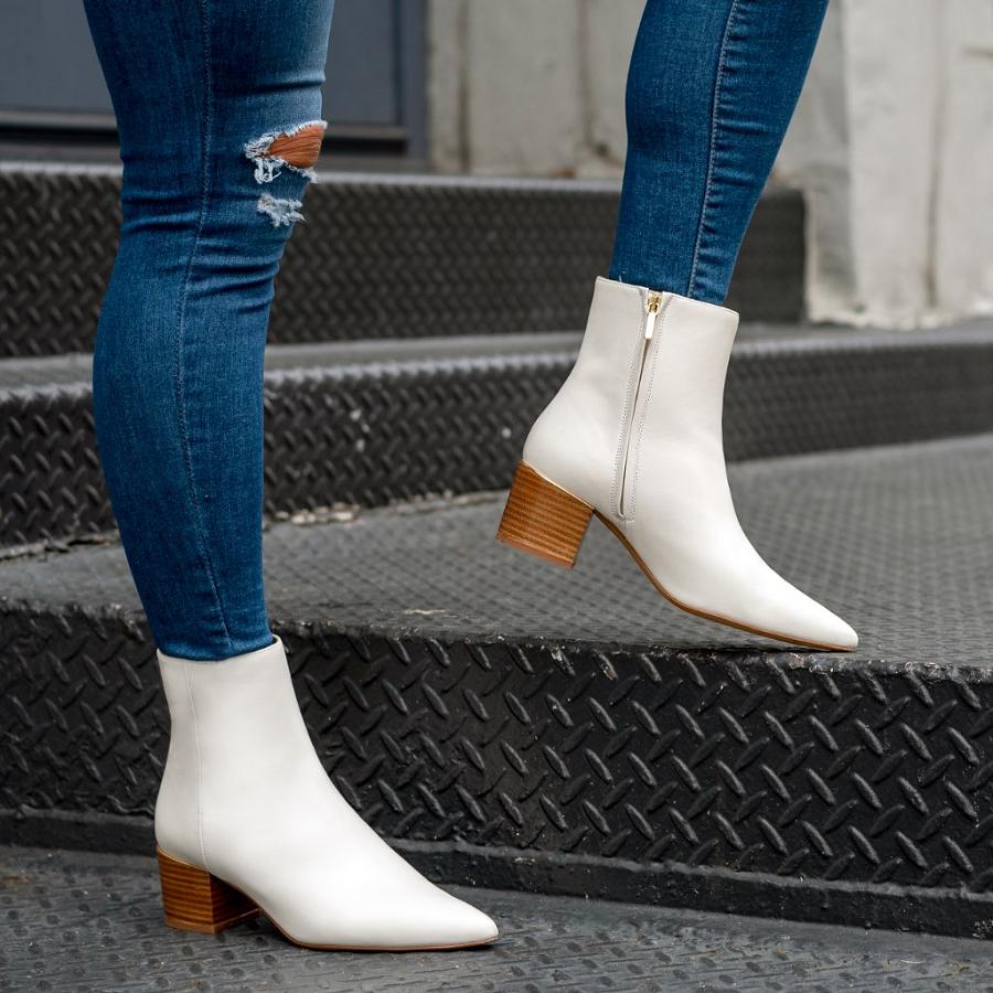 White Thursday Luna Leather Women's Booties | SG388GSO