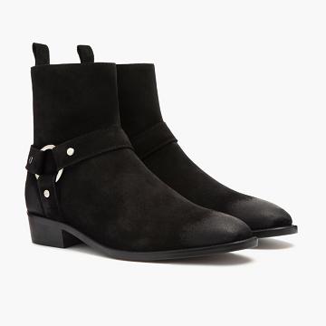 Black Thursday Harness Suede Men's Chelsea Boots | SG31ILH