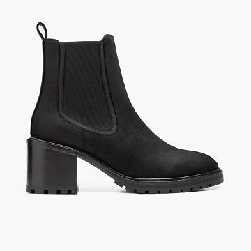 Black Thursday Knockout Leather Women's Chelsea Boots | SG376QMA