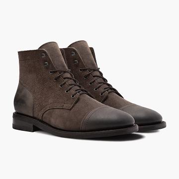 Brown Thursday Captain Leather Suede Men's Lace Up Boots | SG83ILH