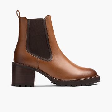 Brown Thursday Knockout Leather Women's Chelsea Boots | SG377MQZ