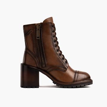 Brown Thursday Rebel Leather Women's Lace Up Boots | SG348EBC