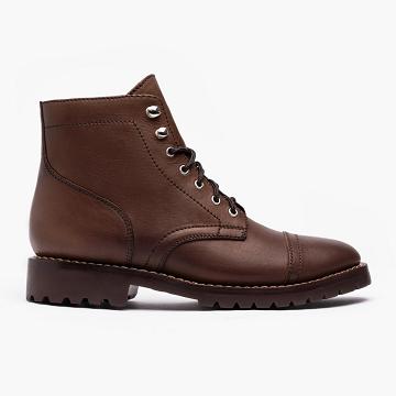 Burgundy Thursday Captain Leather Suede Men's Lace Up Boots | SG82OKI