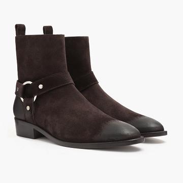 Burgundy Thursday Harness Suede Men's Chelsea Boots | SG30OKI