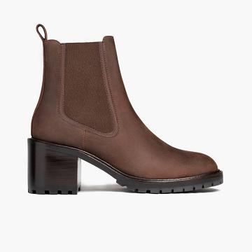 Chocolate Thursday Knockout Leather Women's Chelsea Boots | SG374EBC