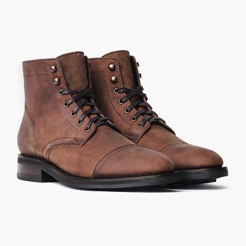 Coffee Thursday Captain Leather Men's Lace Up Boots | SG72LIS