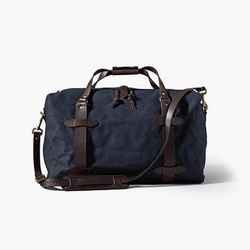 Navy Thursday Rugged Twill Duffle Leather Men's Bags | SG290OKI