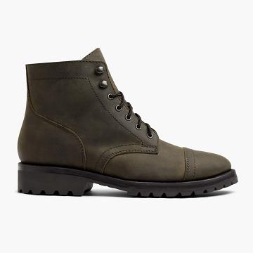 Olive Thursday Captain Leather Rugged & Resilient Men's Boots | SG143MQZ